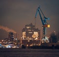 Elbphilharmonie Hamburg with Harbour Crane infront