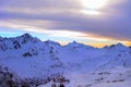 Elbrus region. Sunset. Mountains and clouds in Kabardino-Balkariya, Russia Royalty Free Stock Photo