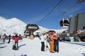 ELBRUS, RUSSIA - JAN 03, 2018: Mountain ski resort Elbrus Russia, gondola lift, landscape winter