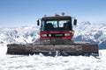 Ratrak against the background of the Caucasus Mountains. Elbrus region