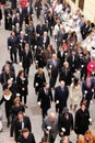 People parading in procession for the festivities in Elche Royalty Free Stock Photo