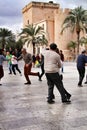 People dancing swing in the street Royalty Free Stock Photo