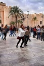 People dancing swing in the street Royalty Free Stock Photo