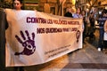 Banner against gender violence in demonstration