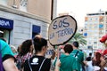 Young people protesting against climate change in Elche Royalty Free Stock Photo