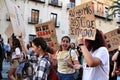 Young people protesting against climate change in Elche Royalty Free Stock Photo