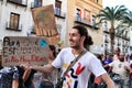 Young people protesting against climate change in Elche Royalty Free Stock Photo