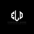 ELD letter logo design with polygon shape. ELD polygon and cube shape logo design. ELD hexagon vector logo template white and Royalty Free Stock Photo
