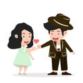 Elder couple promise flat design vector