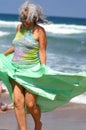 Elder lady at the beach