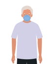 Elder man with mask against Covid 19 vector design