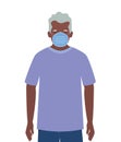 Elder man with mask against Covid 19 vector design