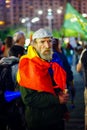 Elder protester portrait, Bucharest, Romania