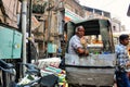 An elder sits and waits in Varanasi, India. Royalty Free Stock Photo