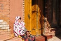 Elder woman in ancient village - Abyaneh, Iran Royalty Free Stock Photo