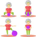 Elder women sport exercises ball Royalty Free Stock Photo