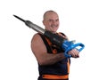 The elder worker with the hipping hammer Royalty Free Stock Photo