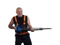 The elder worker with the jackhammer Royalty Free Stock Photo