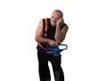 The elder worker with the jackhammer Royalty Free Stock Photo