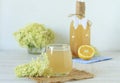 Elderberry flower drink with sliced lemon Royalty Free Stock Photo