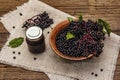 Elderberry jam from ripe berries Royalty Free Stock Photo