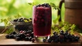 Elderberry Juice placed on a wooden table