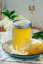 Elderflower cordial in glass jar .style vintage Royalty Free Stock Photo
