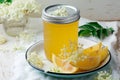 Elderflower cordial in glass jar .style vintage Royalty Free Stock Photo