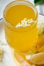 Elderflower cordial in glass jar .style vintage Royalty Free Stock Photo