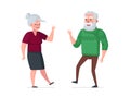 Elderly active joyful man and woman couple dancing. Healthy happy old age concept. People seniors enjoy spending time