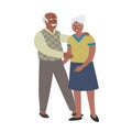 Elderly afroamerican couple. Old african american man and woman. Cartoon flat design illustration. Happy family. Vector picture