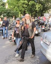 An elderly biker at the festival.