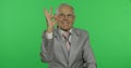 Elderly businessman showing ok gesture. Old man in formal wear giving okay sign Royalty Free Stock Photo