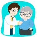 Elderly checkup with doctor cartoon vector