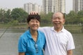 Elderly Chinese couple laughing and playful Royalty Free Stock Photo