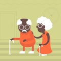 An elderly couple of Africans in flat style
