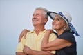 Elderly couple on the background of sky Royalty Free Stock Photo