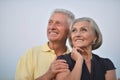 Elderly couple on the background of sky Royalty Free Stock Photo