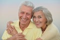 Elderly couple on the background of sky Royalty Free Stock Photo