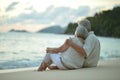Portrait of elderly couple on a beach Royalty Free Stock Photo