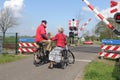 Energetic senior couple on bikes, Dutch Eempolder, Soest, Netherlands