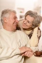 Elderly couple with cup of tea Royalty Free Stock Photo