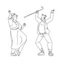 Elderly Couple Dancing Lifestyle Retirement Vector Illustration