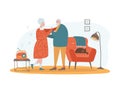 Elderly couple dancing, senior people cartoon characters dance at home. Happy senior couple together, elderly people Royalty Free Stock Photo