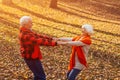 An elderly couple is dancing. Smiling old woman. Movement is life. I feel young again Royalty Free Stock Photo