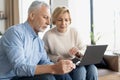 Middle-aged spouses with laptop and credit card Royalty Free Stock Photo