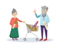 Elderly couple doing shopping at supermarket vector