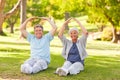 Elderly couple doing their stretches