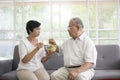 Elderly couple are eating healthy food , grandparents health care concept Royalty Free Stock Photo