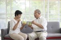 Elderly couple are eating healthy food , grandparents health care concept Royalty Free Stock Photo